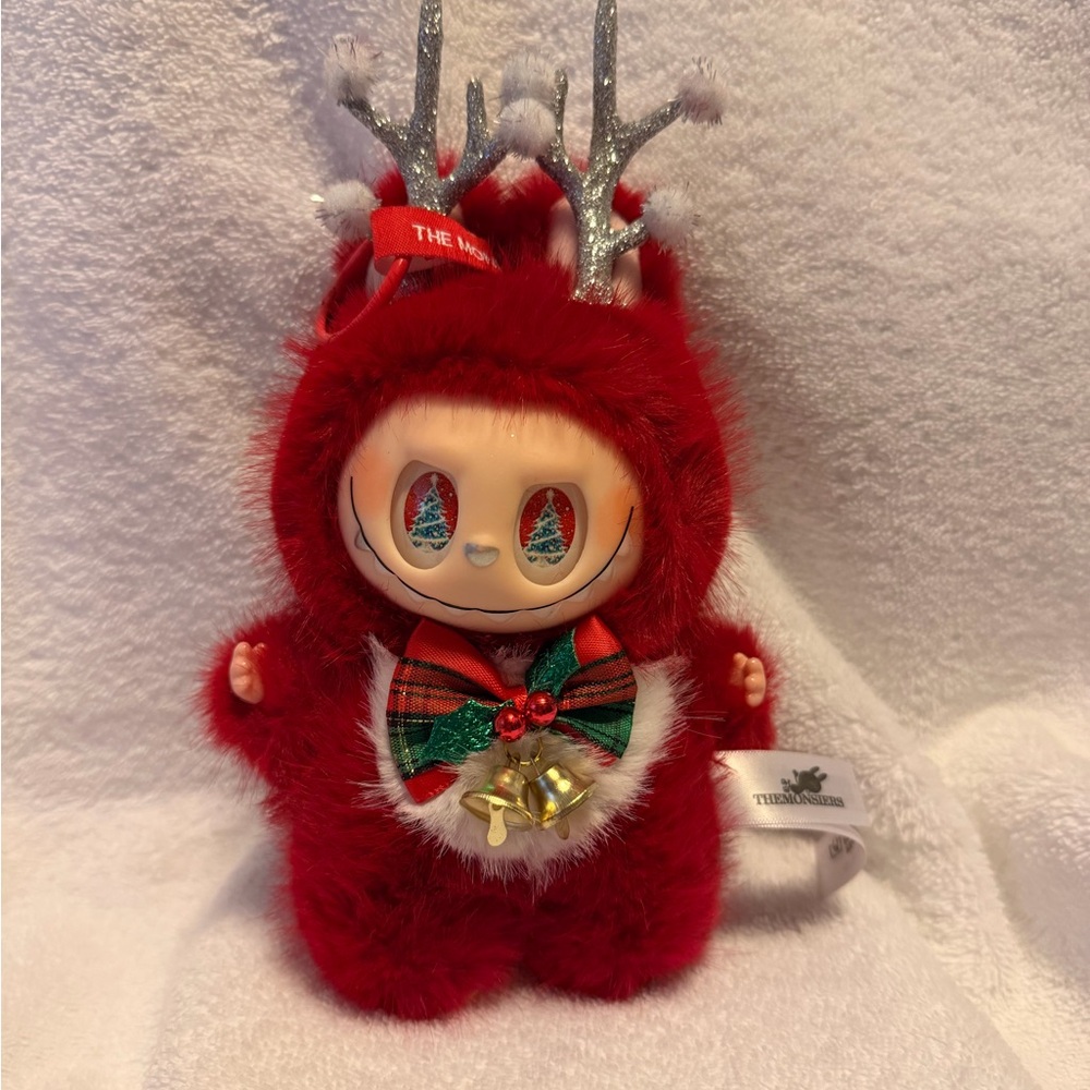 The Monsters Plush Red Holiday Charm with Silver Antlers